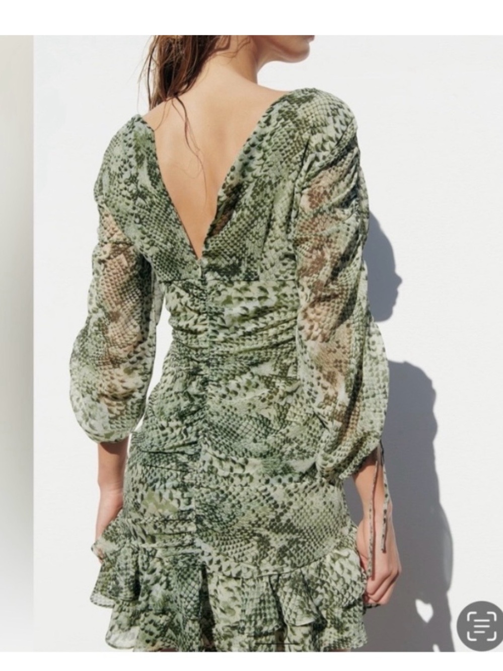 Zara Green Snakeskin-Print Mini Dress